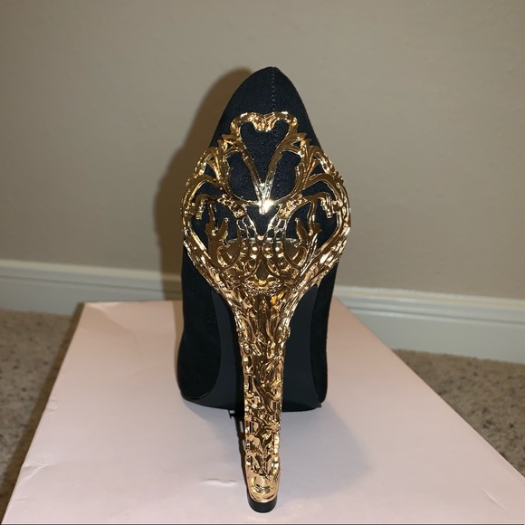 Shoes Black Pumps With Golden Accent Poshmark